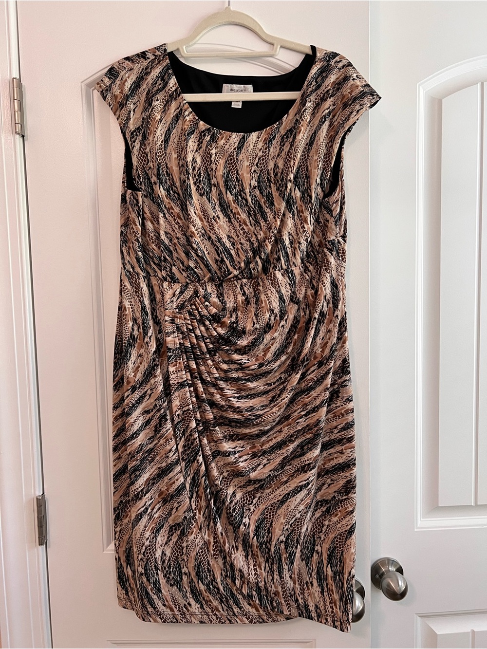 Dressbarn Snakeskin Print Midi Dress Ruched Workwear Career Size 16 Plus